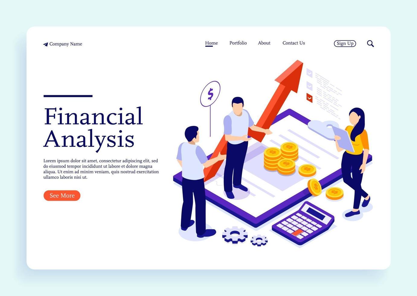 Financial administration consulting for company performance analysis vector