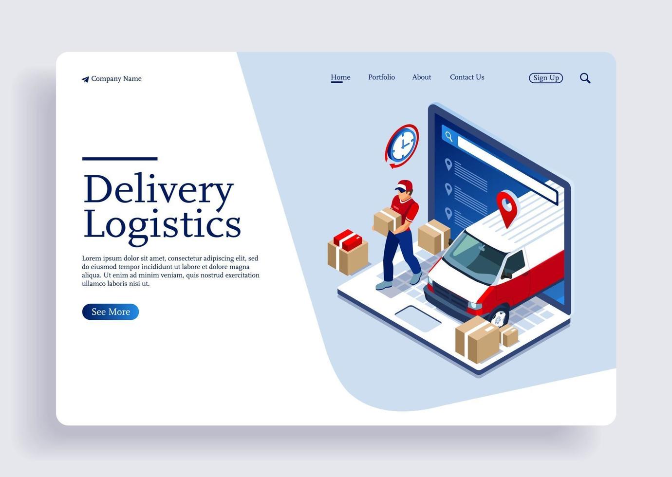 A men with isometric global logistics network concept vector
