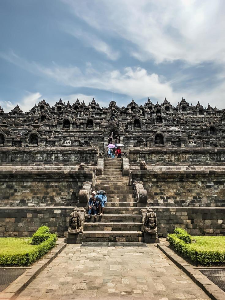 Magelang, Indonesia, 2021 - Borobudur temple from the middle side photo