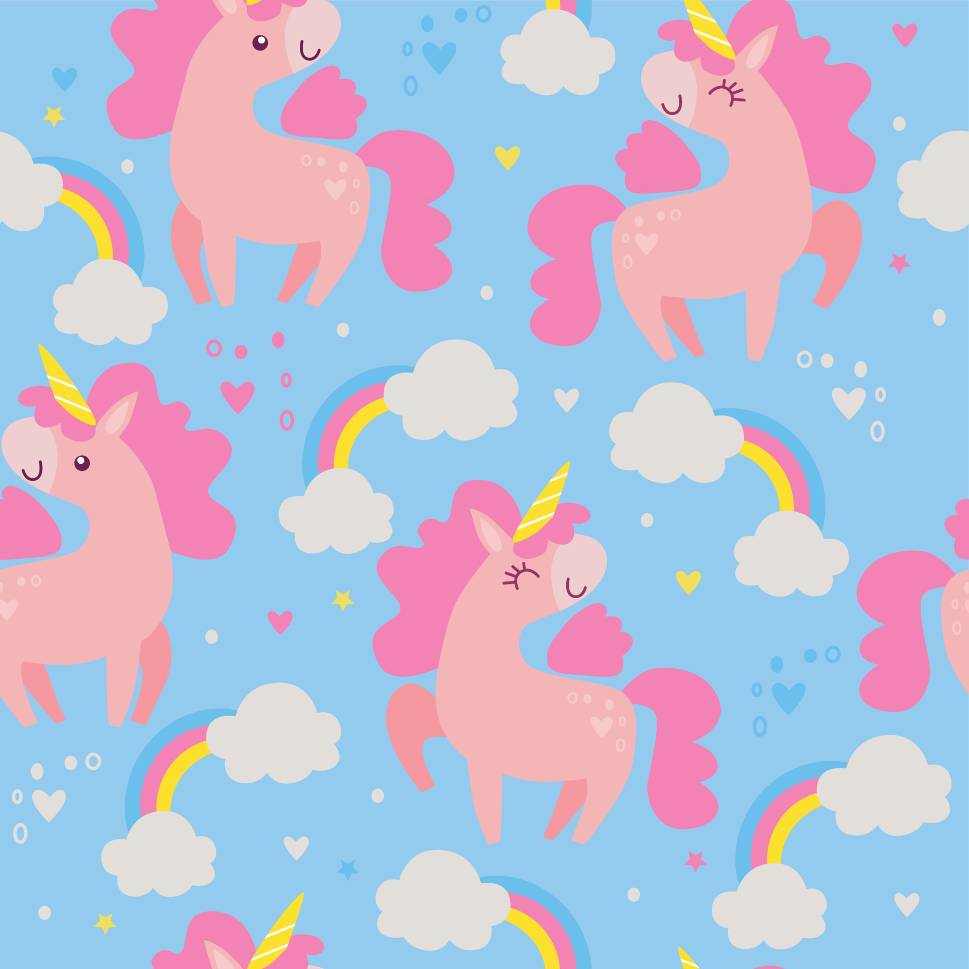 Seamless pattern with unicorns and rainbow 3331747 Vector Art at Vecteezy