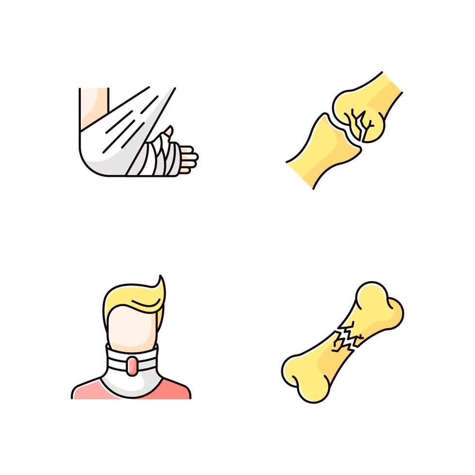 Body injuries RGB color icons set vector