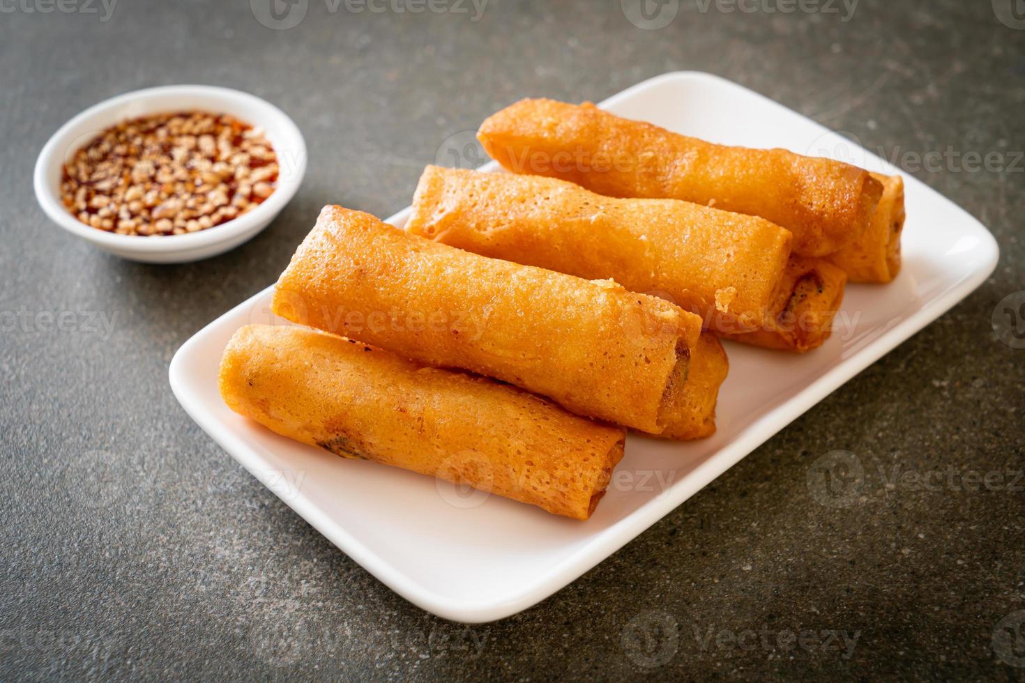 Fried spring roll with sauce photo