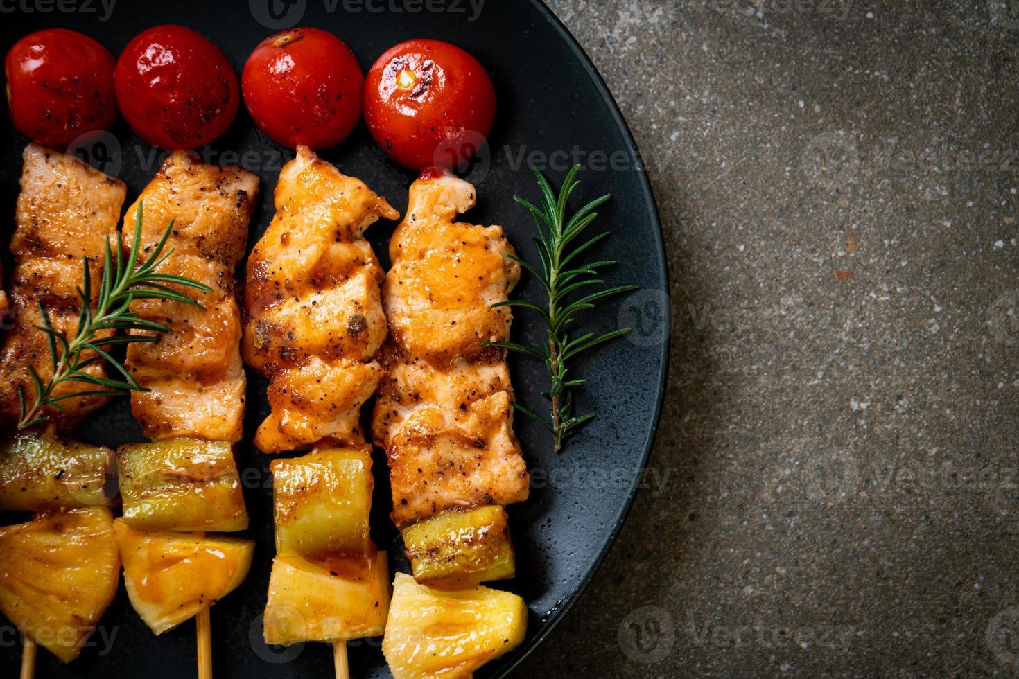 Grilled chicken barbecue skewer photo