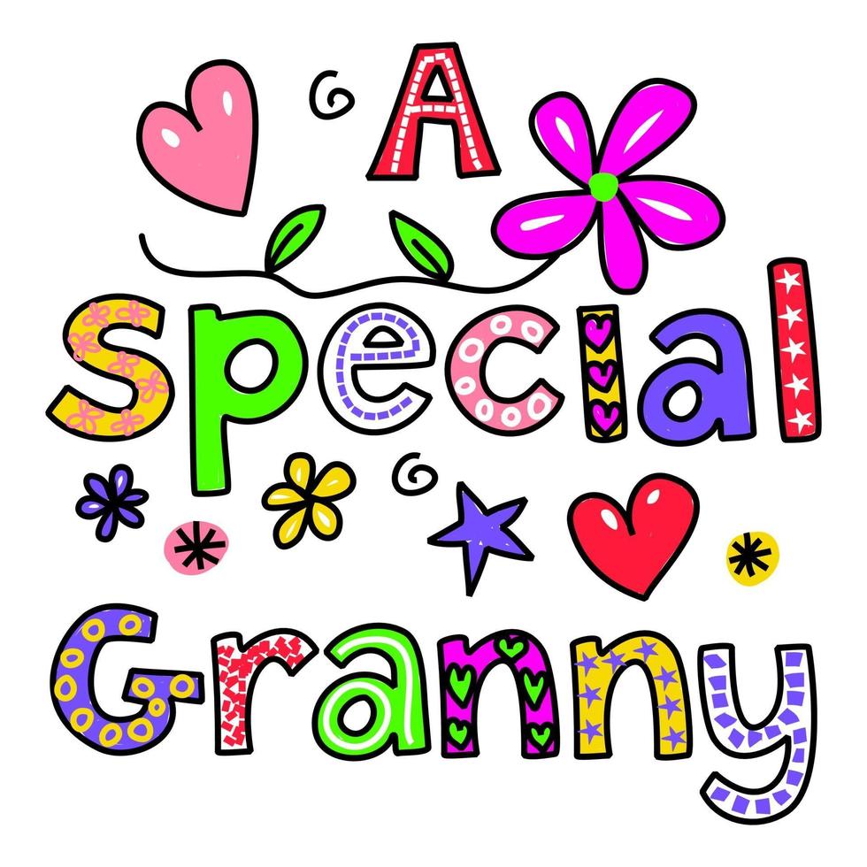 A Special Granny Hand Drawn Text Lettering vector