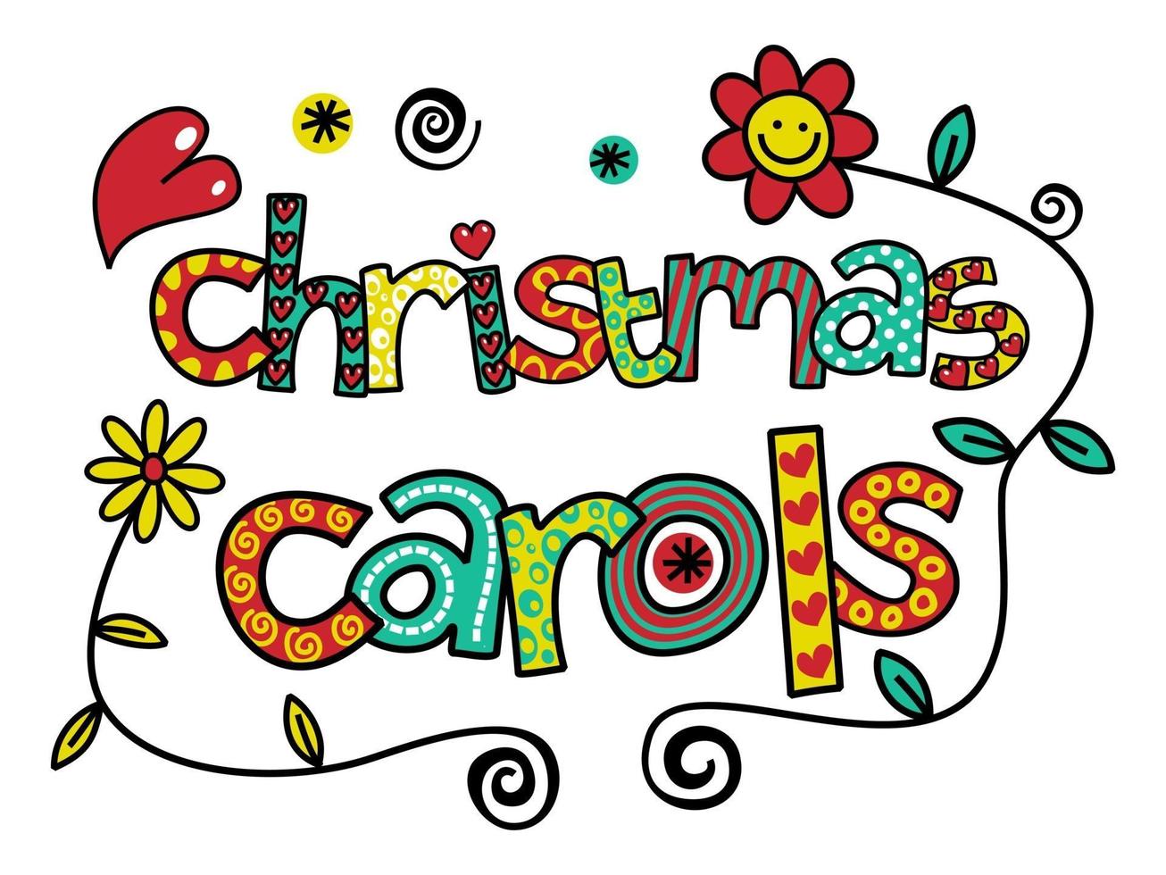 Christmas Carols Hand Drawn Text Title Lettering vector