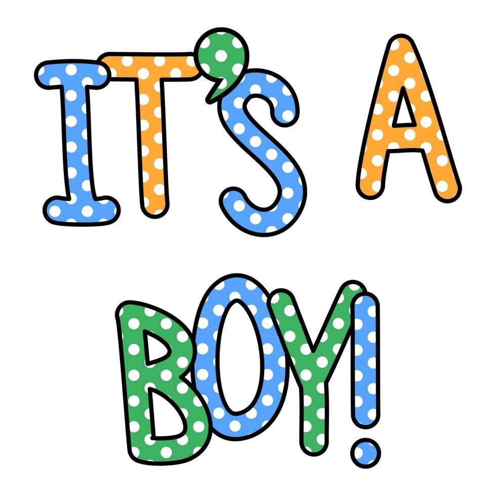 Its a Boy Polka Dot Celebration Text Title Lettering vector