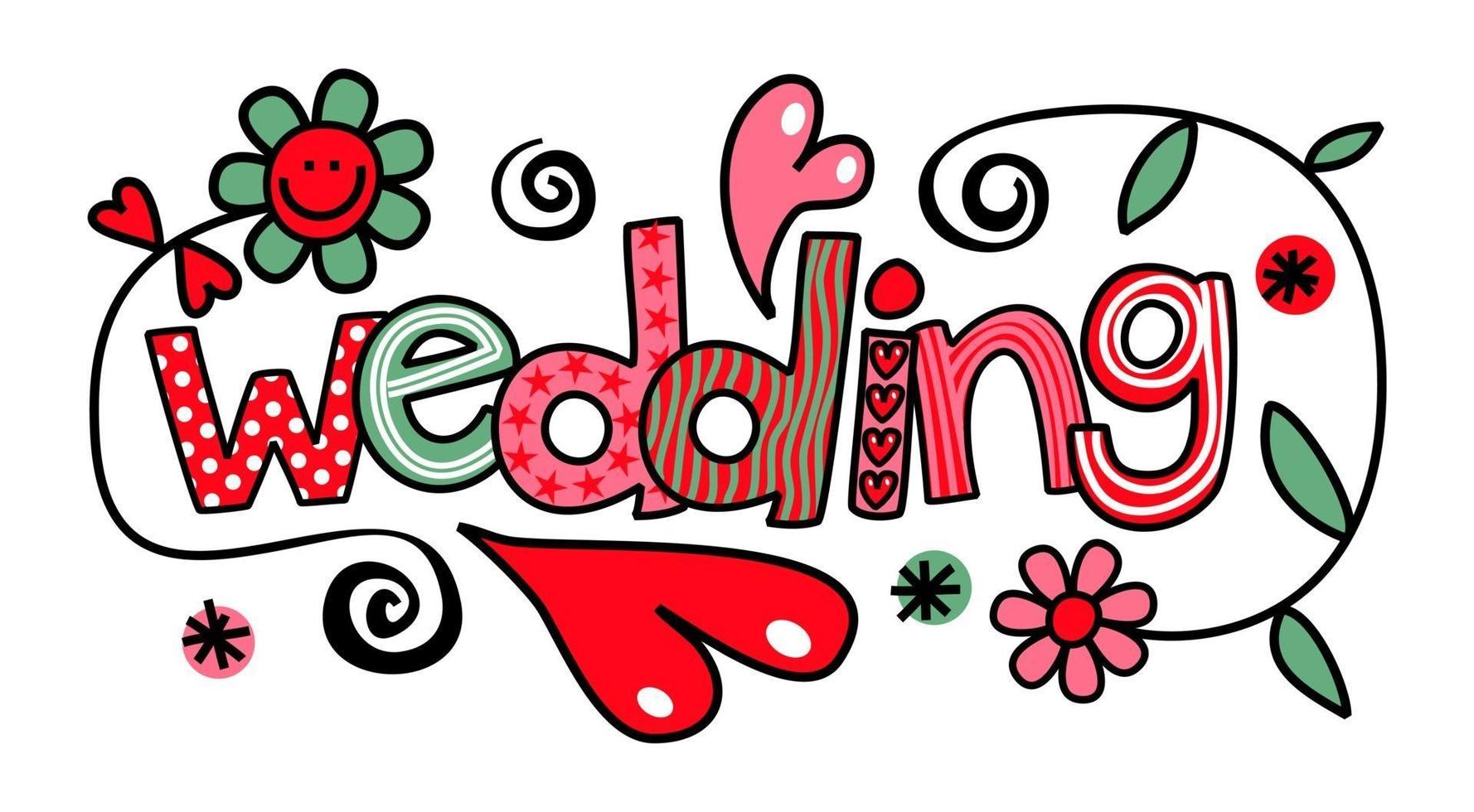 Hand Drawn Wedding Text Title Lettering vector