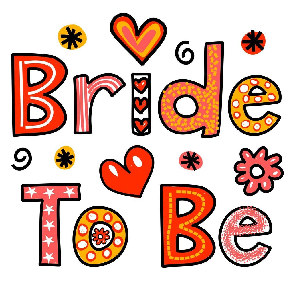 Bride To Be Wedding Text Title Lettering vector