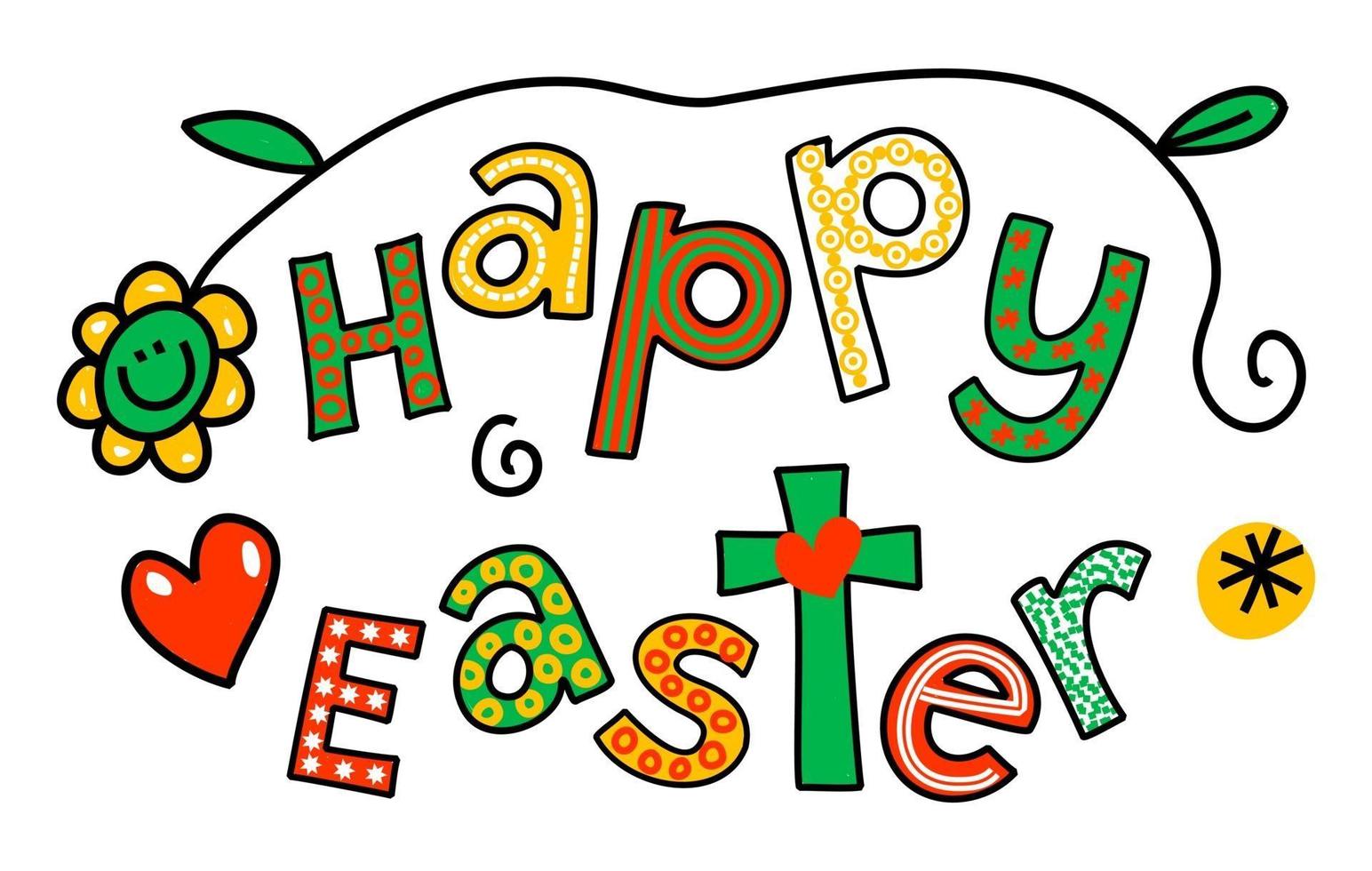 Happy Easter Hand Drawn Text Title Lettering vector