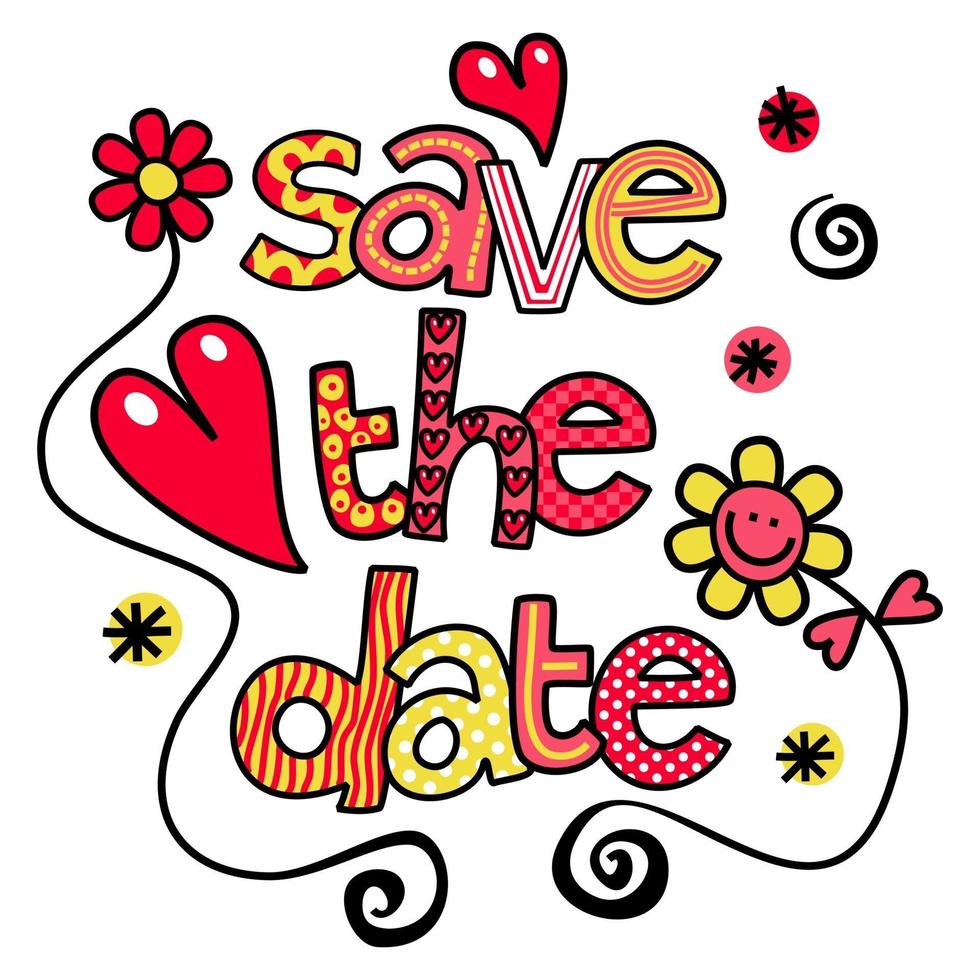 Save the Date Wedding Text Title Lettering vector