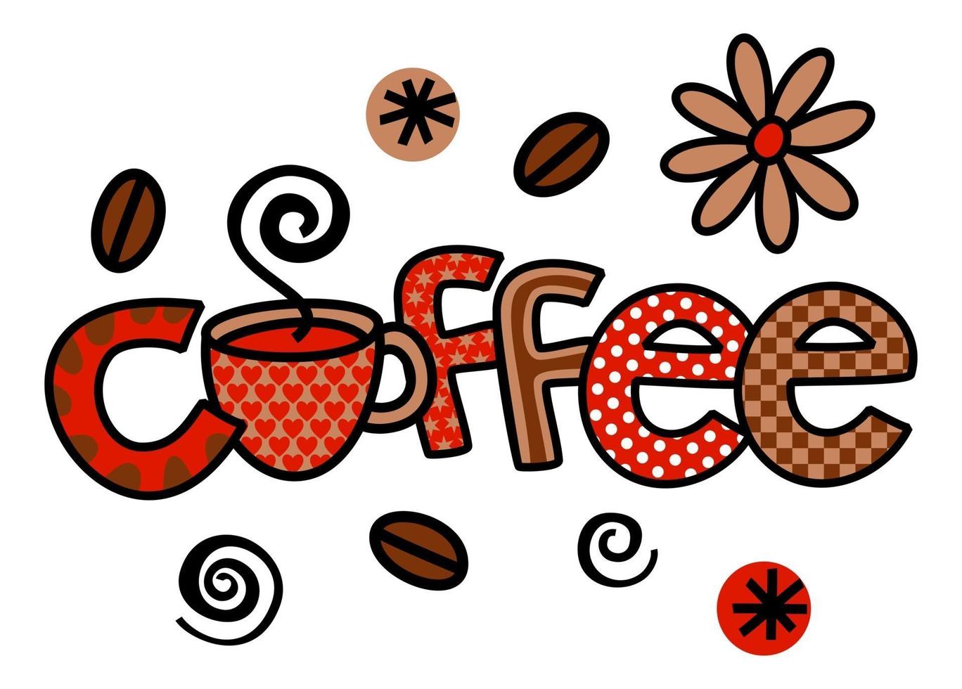 Coffee Hand Drawn Doodle Text Title Lettering vector