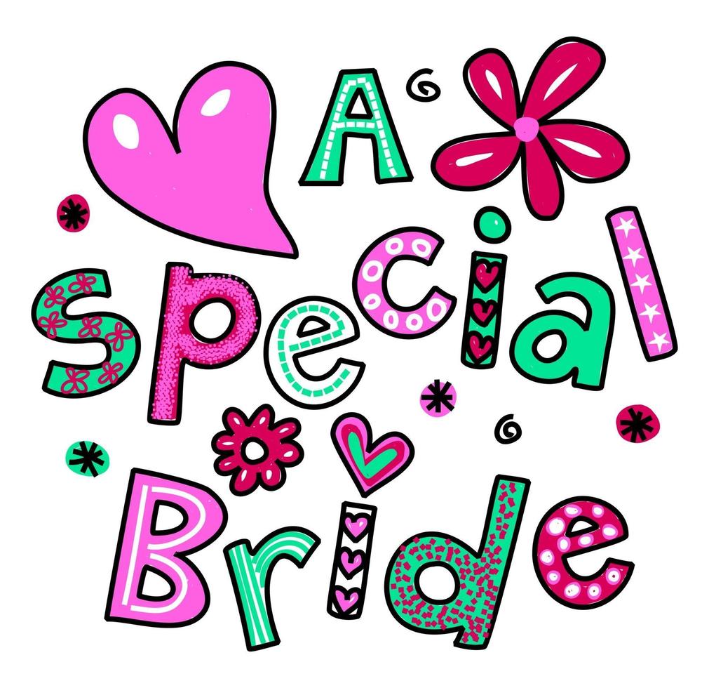 A Special Bride Wedding Text Title Lettering vector
