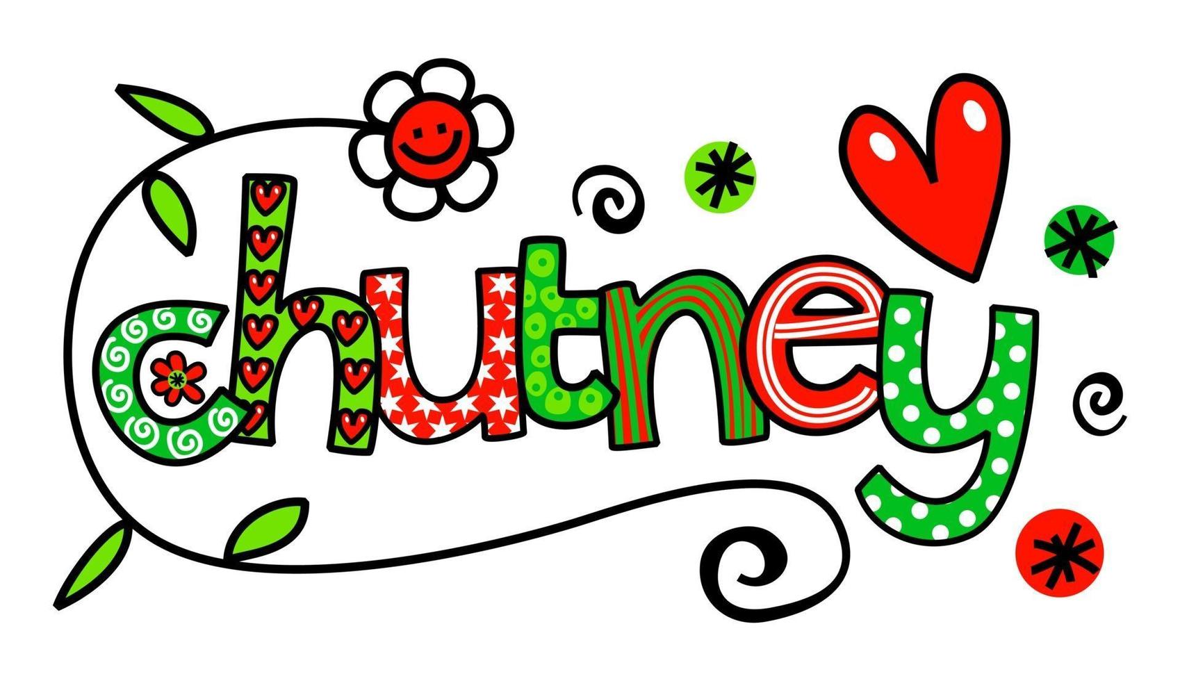 Chutney Hand Drawn Doodle Text Title Lettering vector