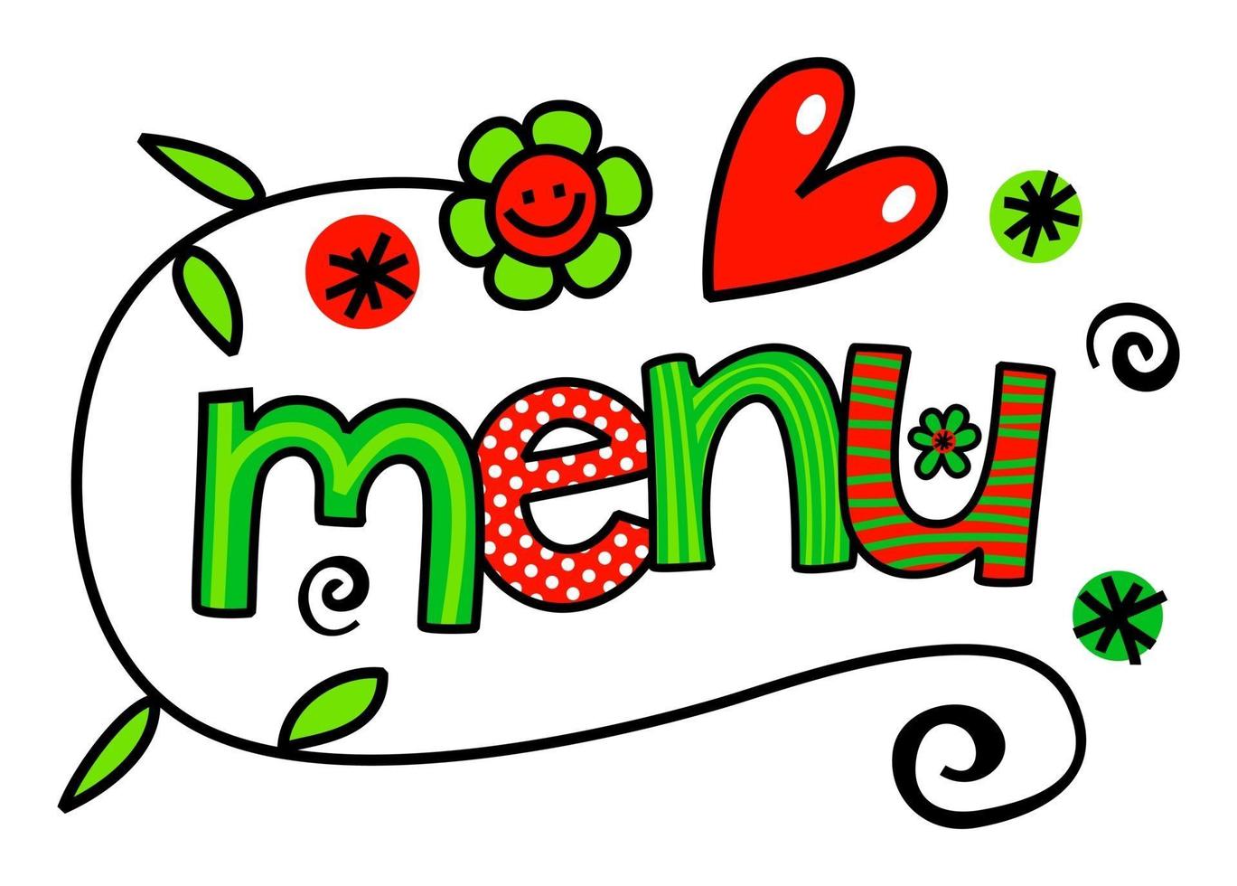 Menu Hand Drawn Doodle Text Title Lettering vector