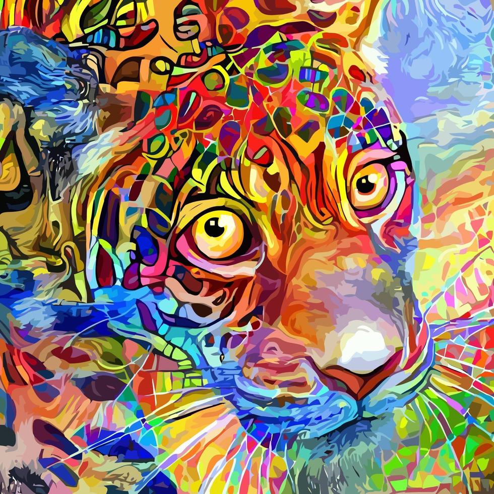 pintura de retrato de leopardo de gato grande impresionista artístico vector