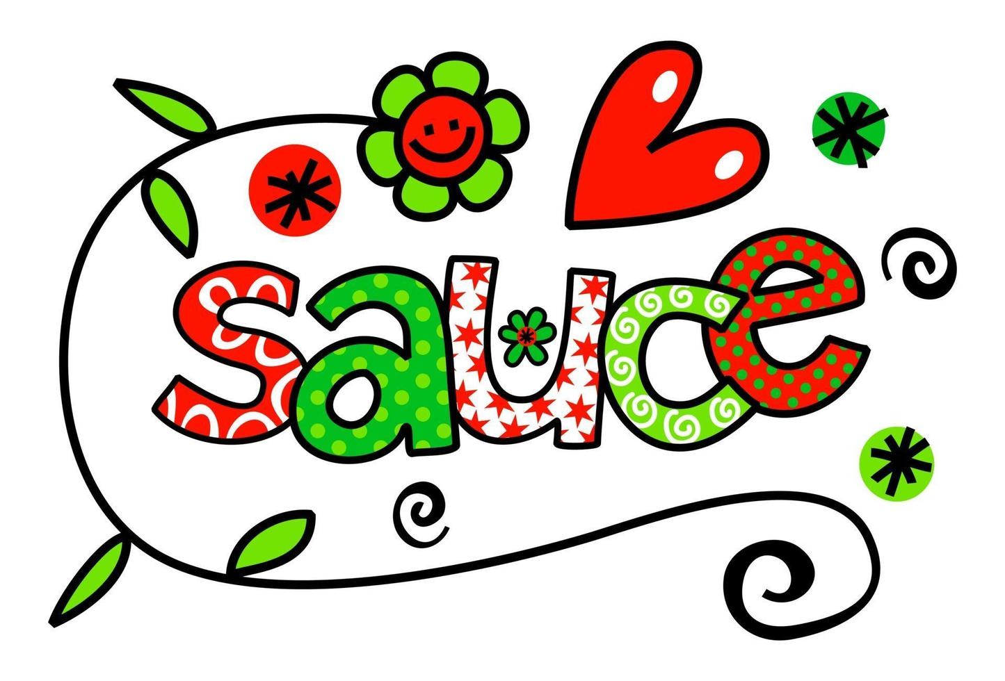 Sauce Hand Drawn Doodle Text Title Lettering vector
