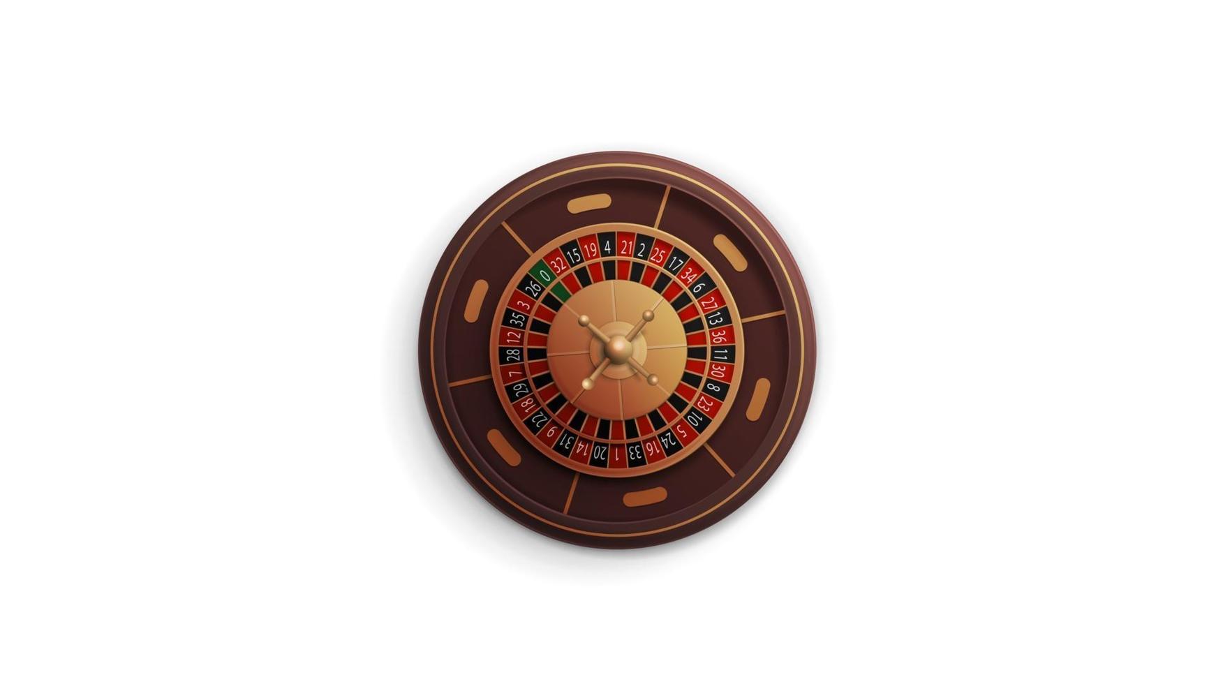 Casino Roulette wheel isolated on white background, top view vector
