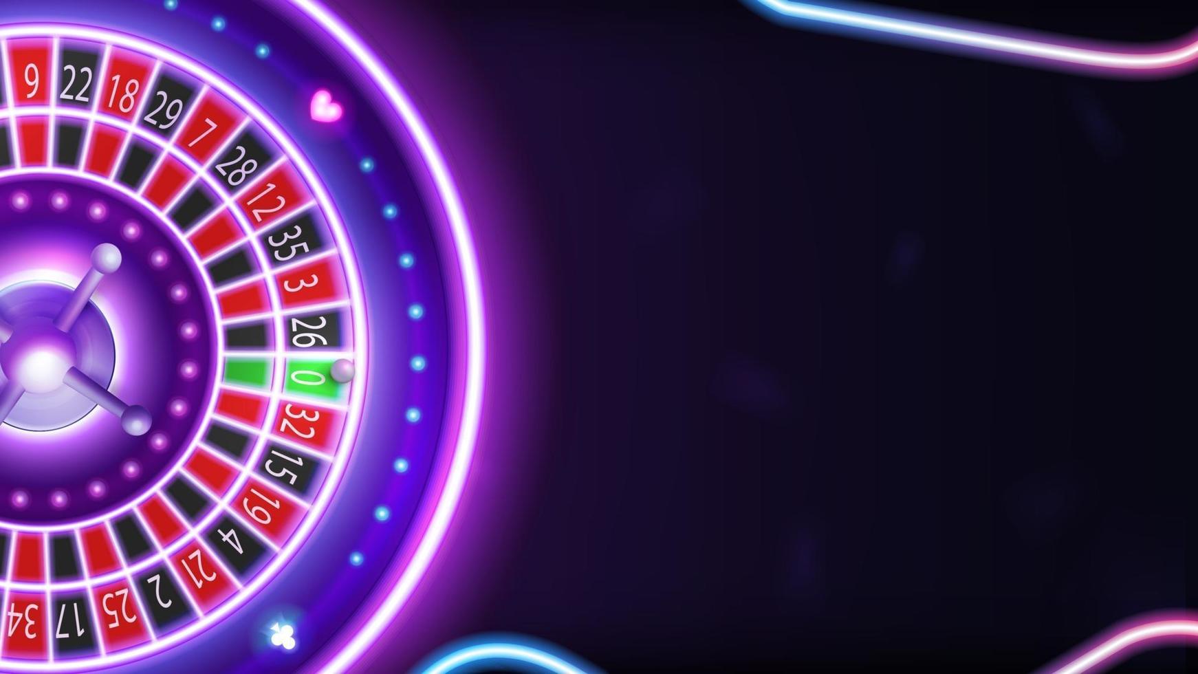 Background with pink neon casino roulette and copy space for your arts vector