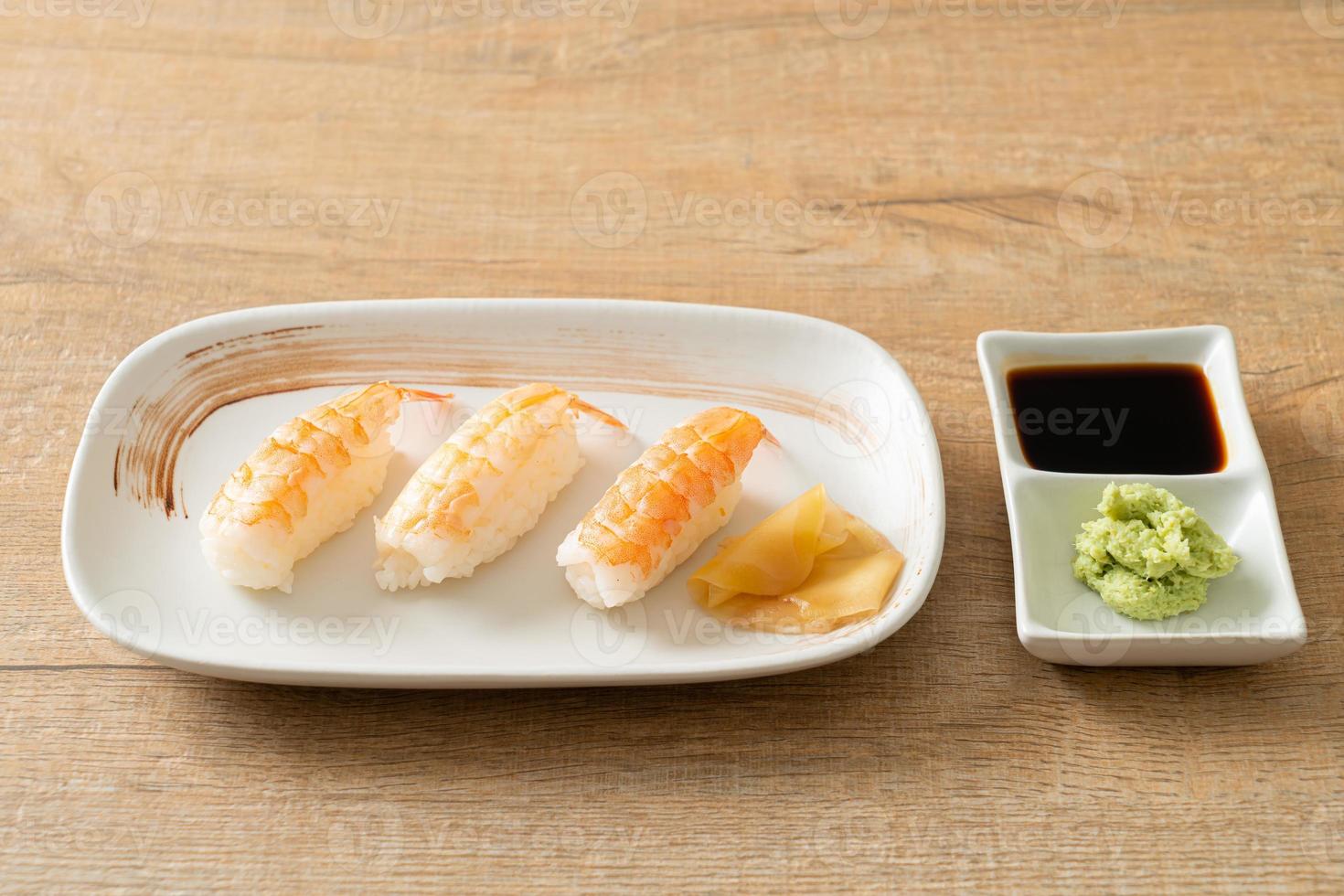 Shrimps sushi or ebi nigiri sushi photo