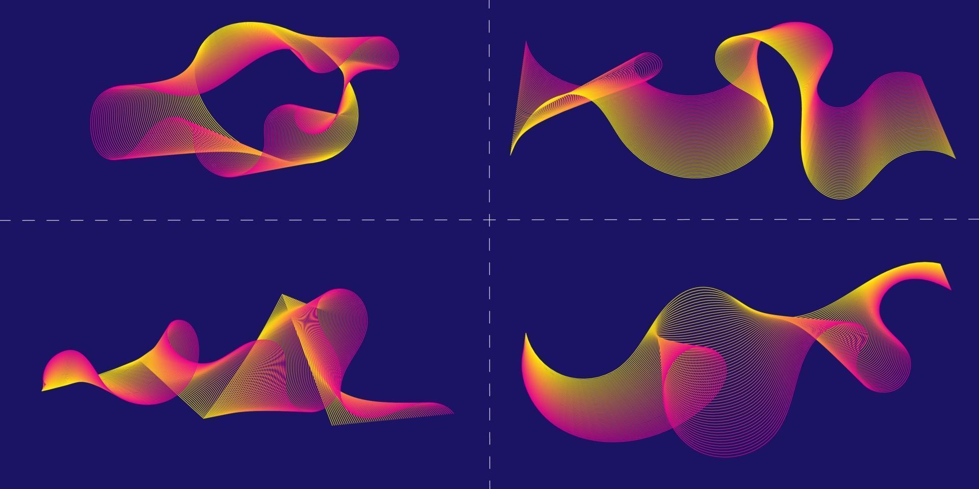 elementos de diseño de líneas onduladas de colores abstractos vector