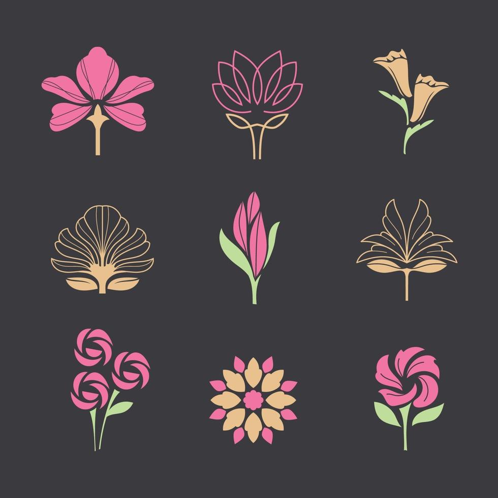 conjunto de logotipo de flores minimalistas 3332221 Vector en Vecteezy