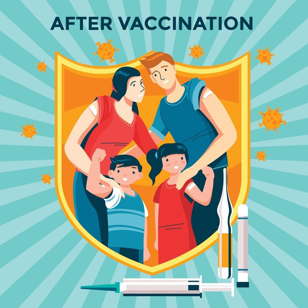 familia que muestra después del concepto de vacunación vector