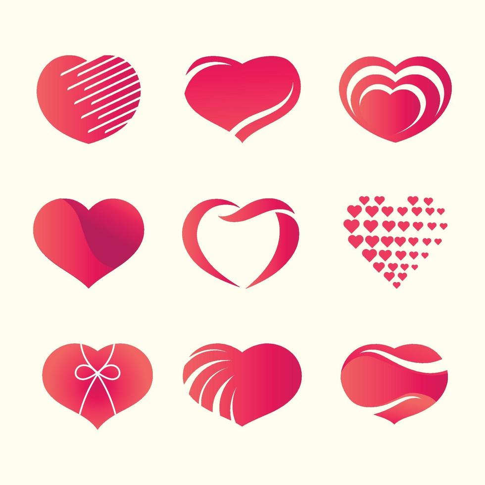 Set of Heart Logo vector