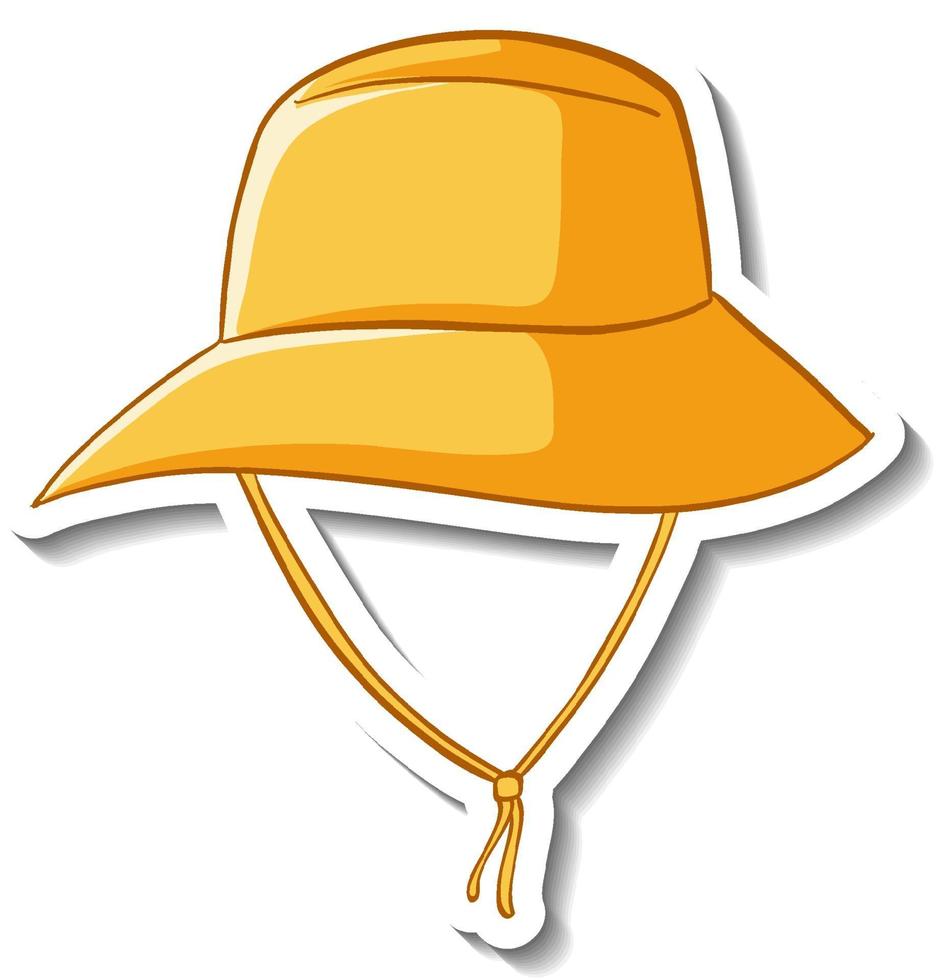 A sticker template with a yellow bucket hat isolated vector