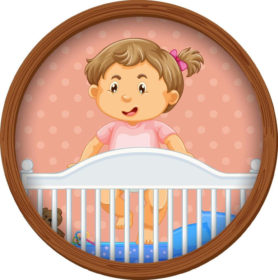 Picture of baby in the crib vector