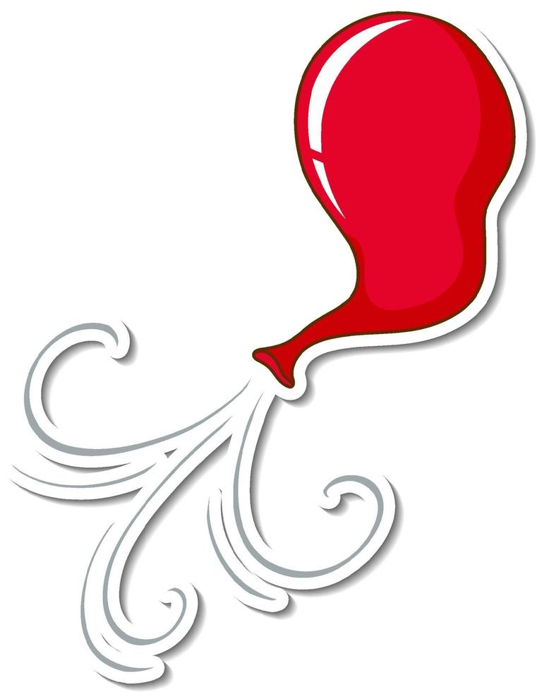 Red balloon without air on white background vector