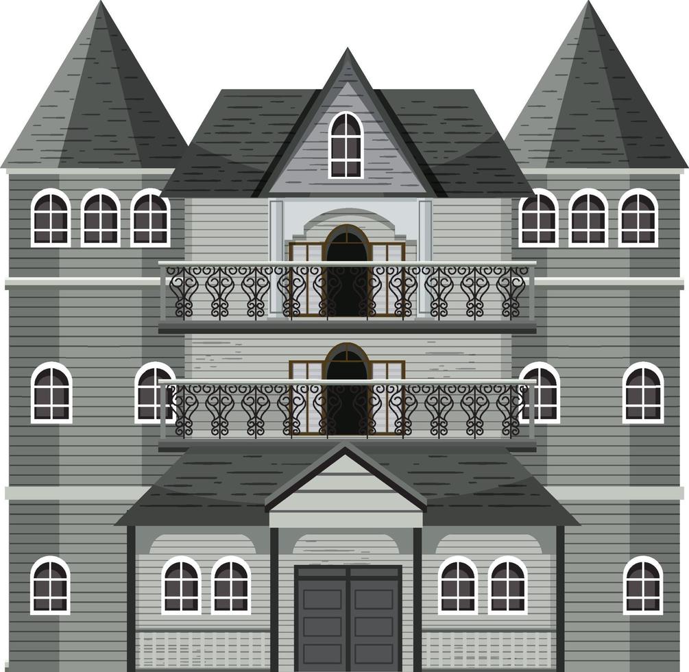 Isolated haunted mansion facade vector