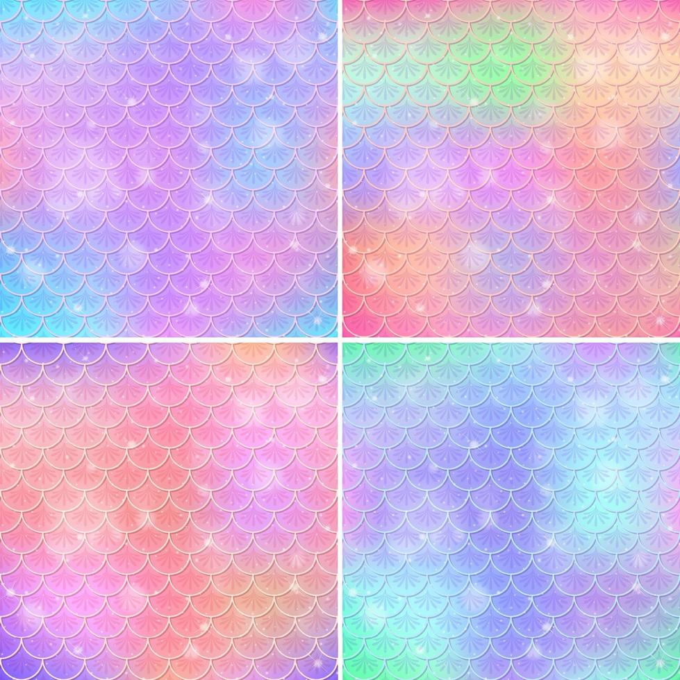 Set of fish scale seamless pattern background vector