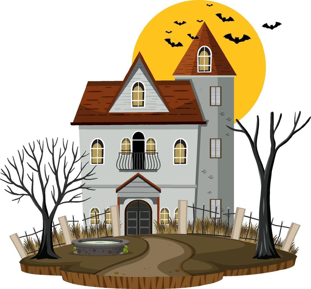 Halloween haunted house on white background vector