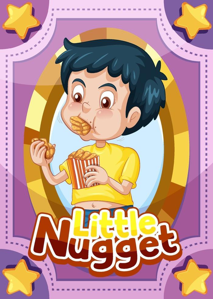 Character game card with word Little Nugget vector