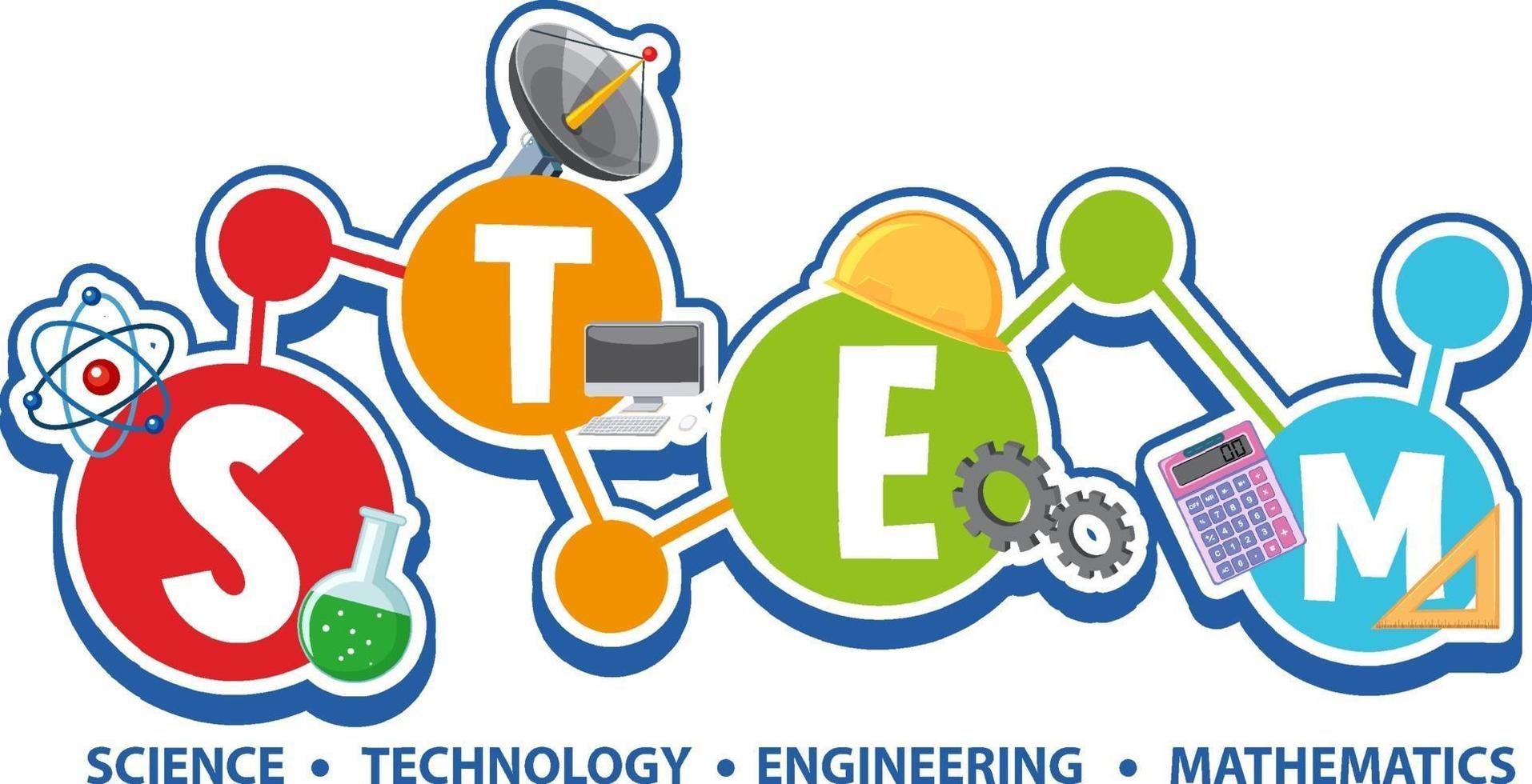 Colourful STEM education text icon vector