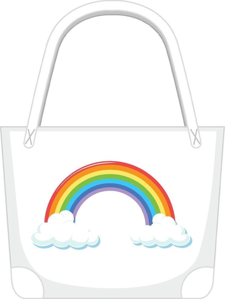 A white handbag with rainbow pattern vector