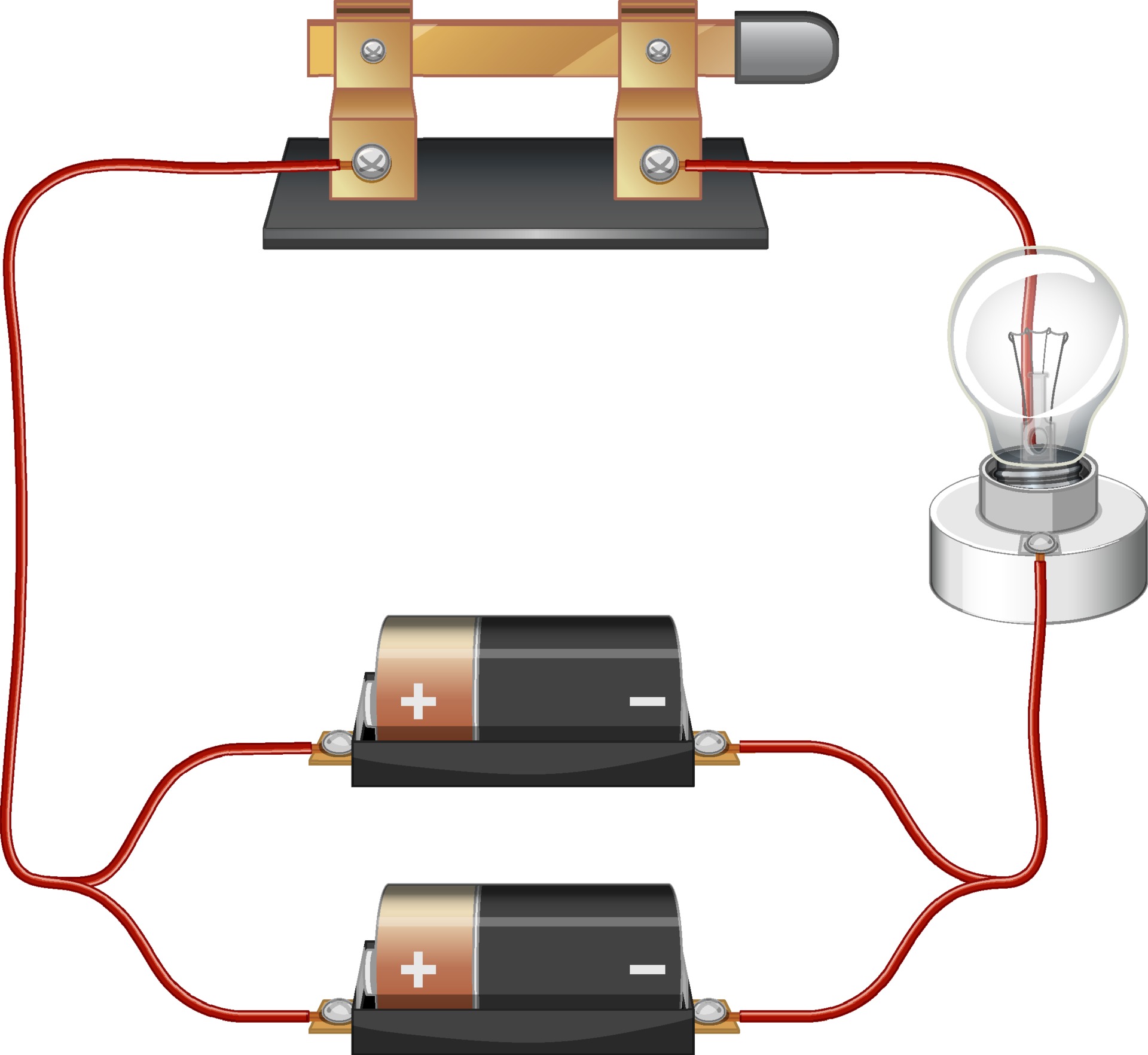 Circuit diagram with battery and lightbulb 3332527 Vector Art at Vecteezy