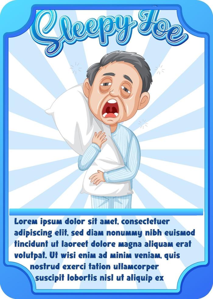 Character game card template with word Sleepy Joe vector