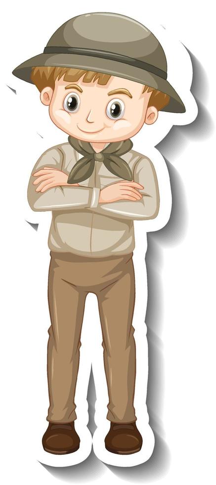 A sticker template of boy cartoon character vector