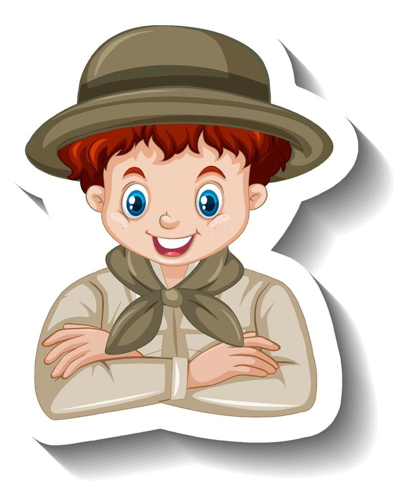 A sticker template of boy cartoon character vector