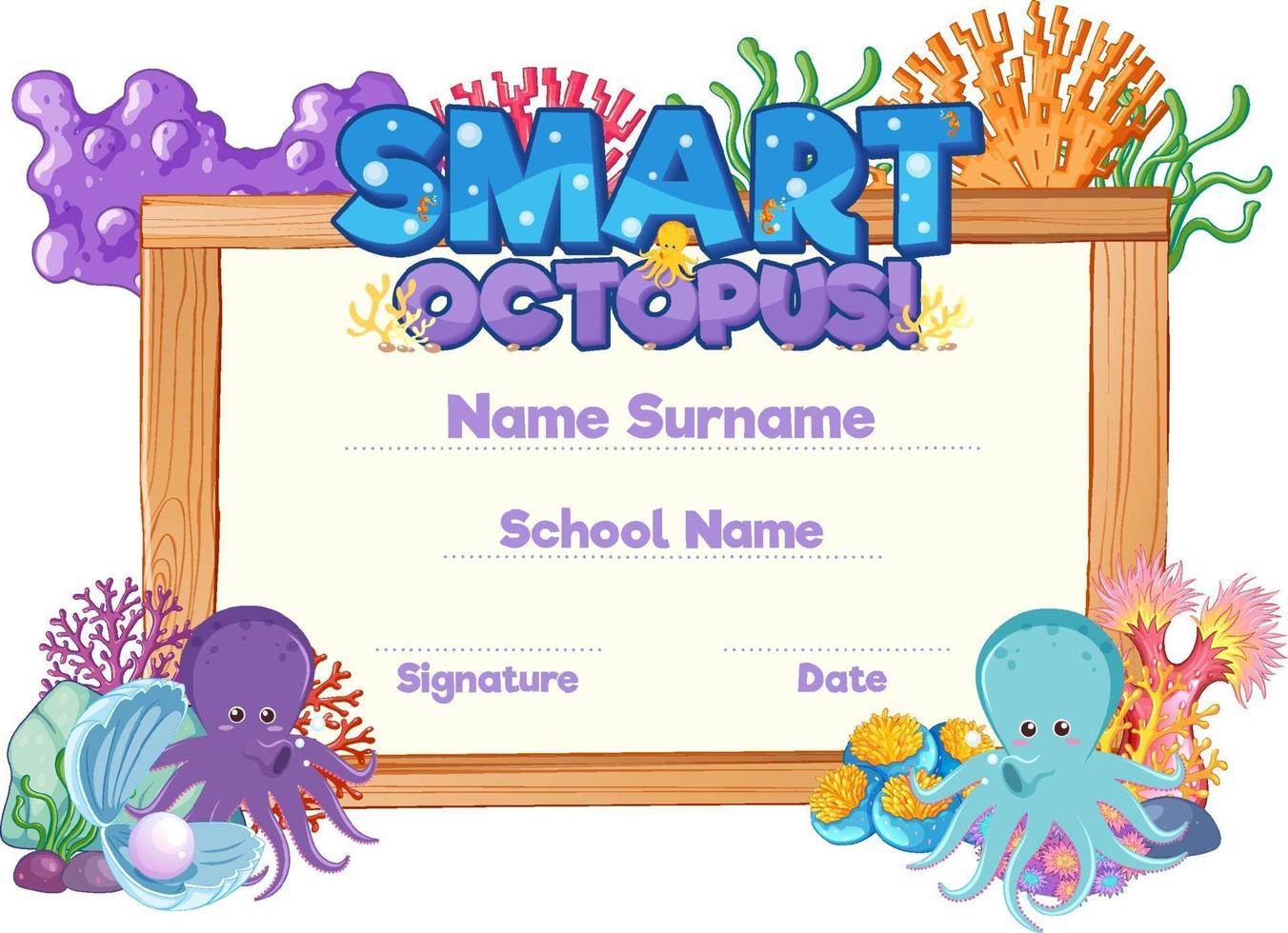 Diploma or certificate template for school kids vector