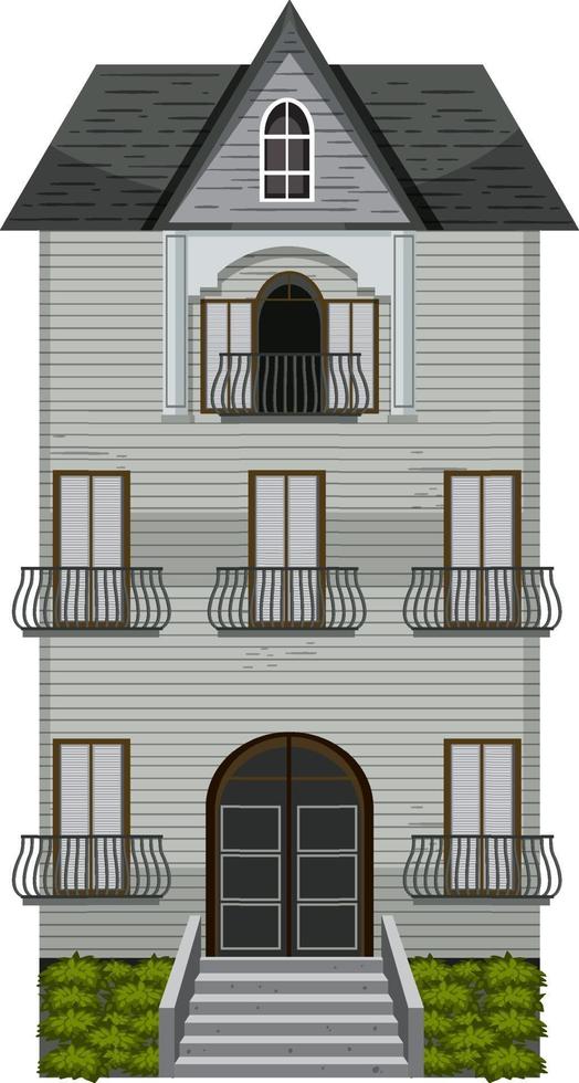 Isolated haunted mansion facade vector