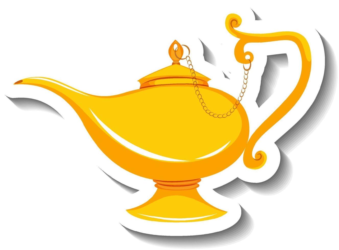 Genie Magic Lamp Cartoon Sticker vector