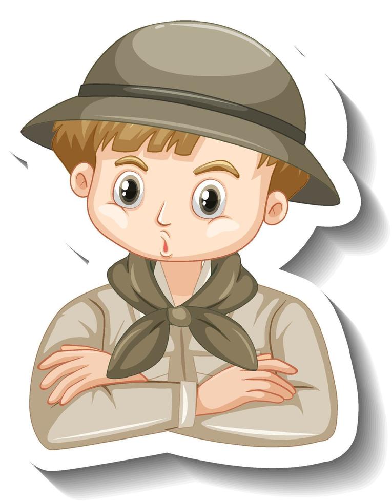 A sticker template of boy cartoon character vector