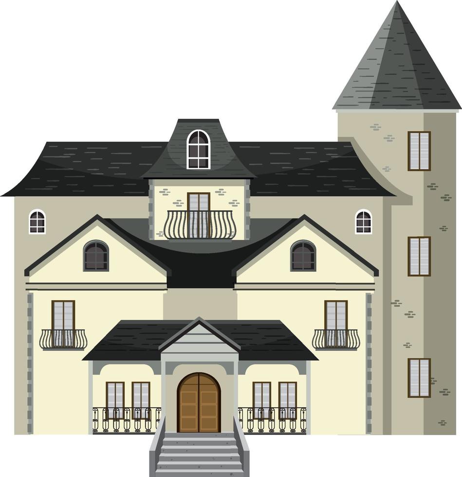 Isolated haunted mansion facade vector