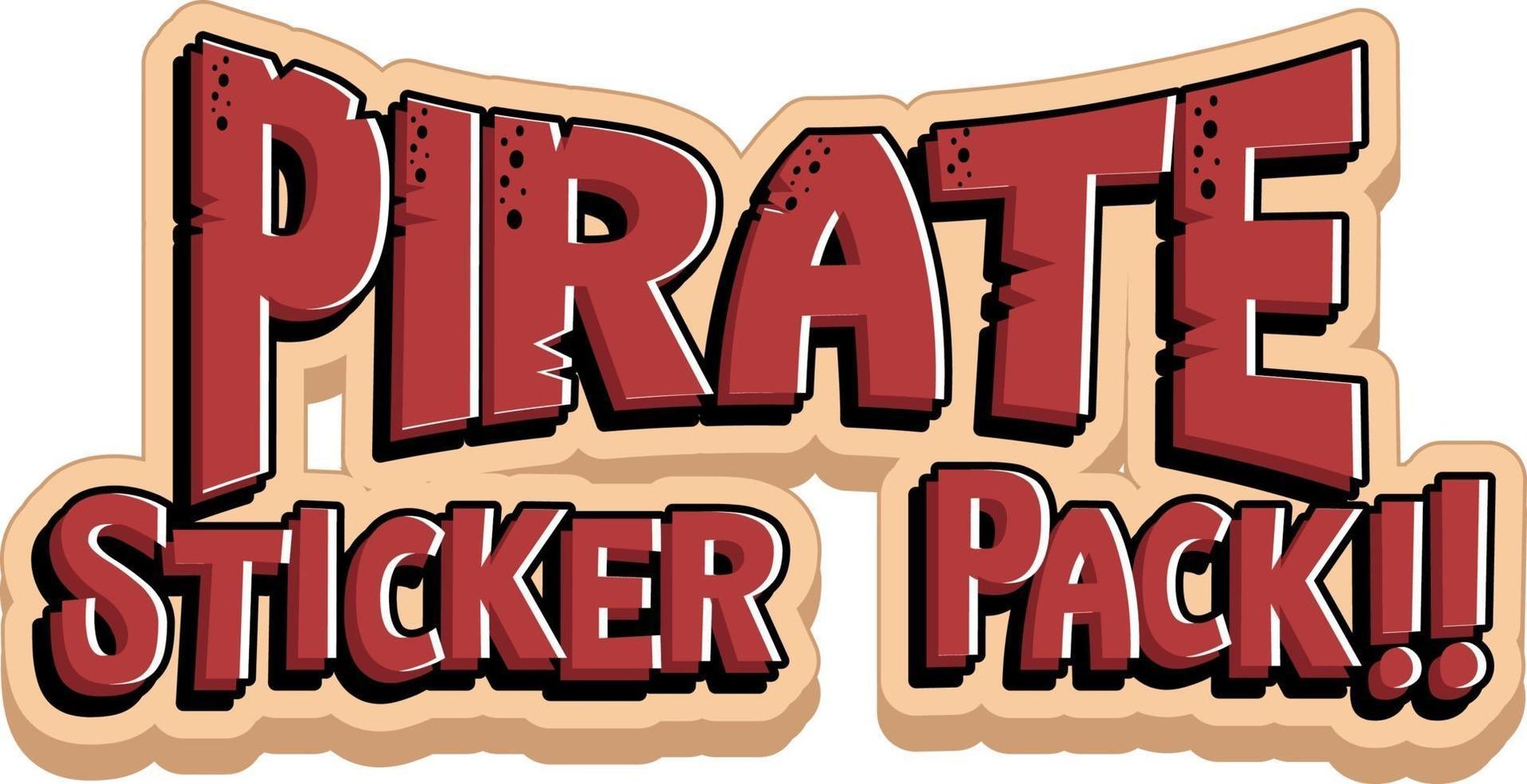 Font design with Pirate Sticker Pack word vector