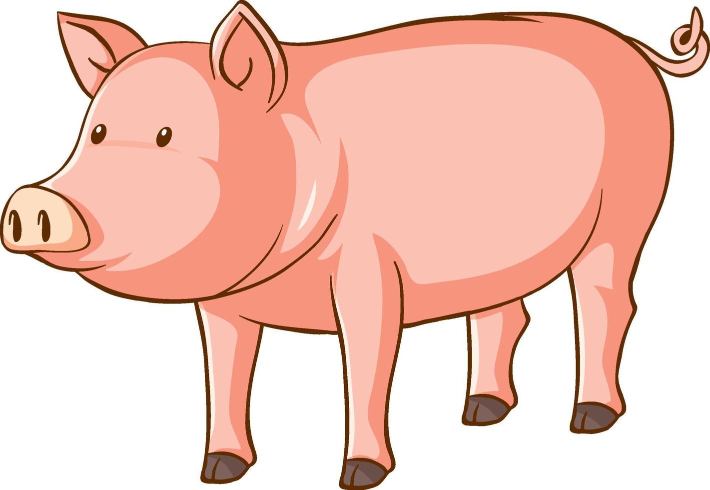 una linda caricatura de cerdo sobre fondo blanco vector