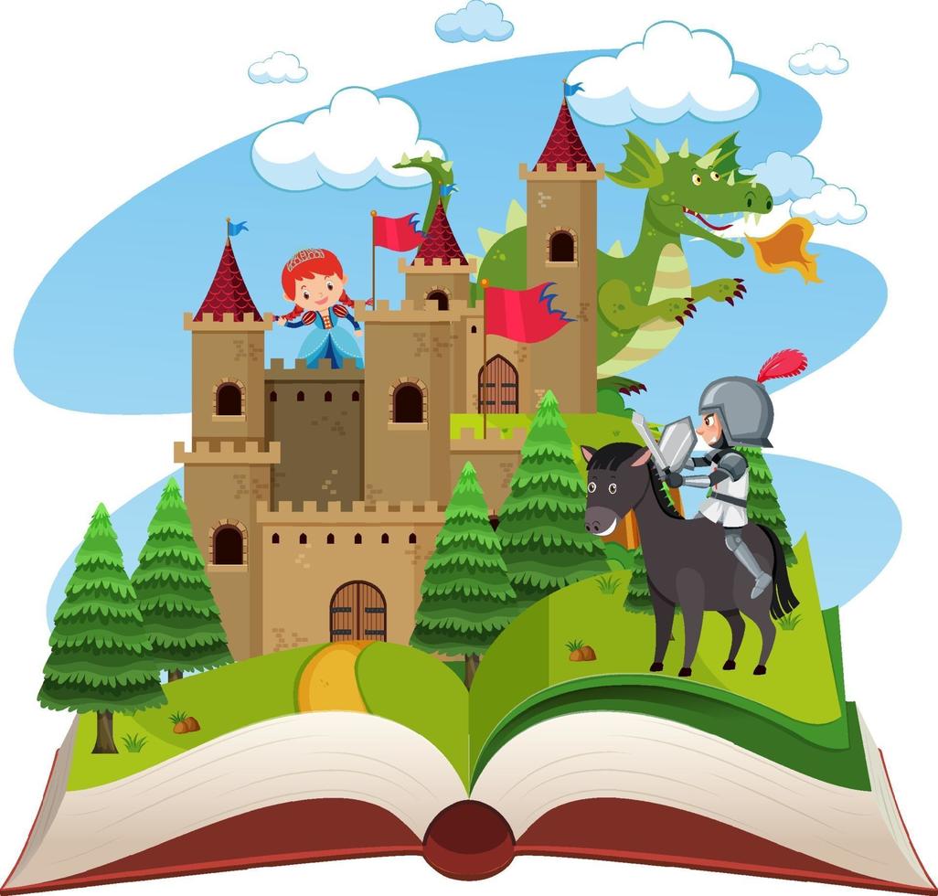 Medieval open book theme vector