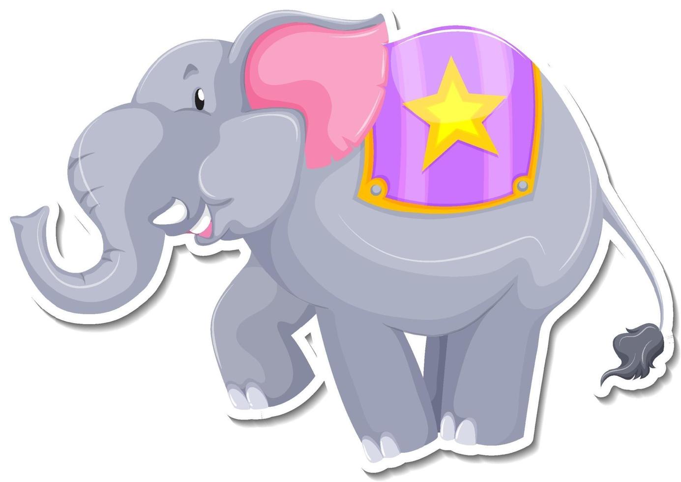 A sticker template of elephant cartoon character vector