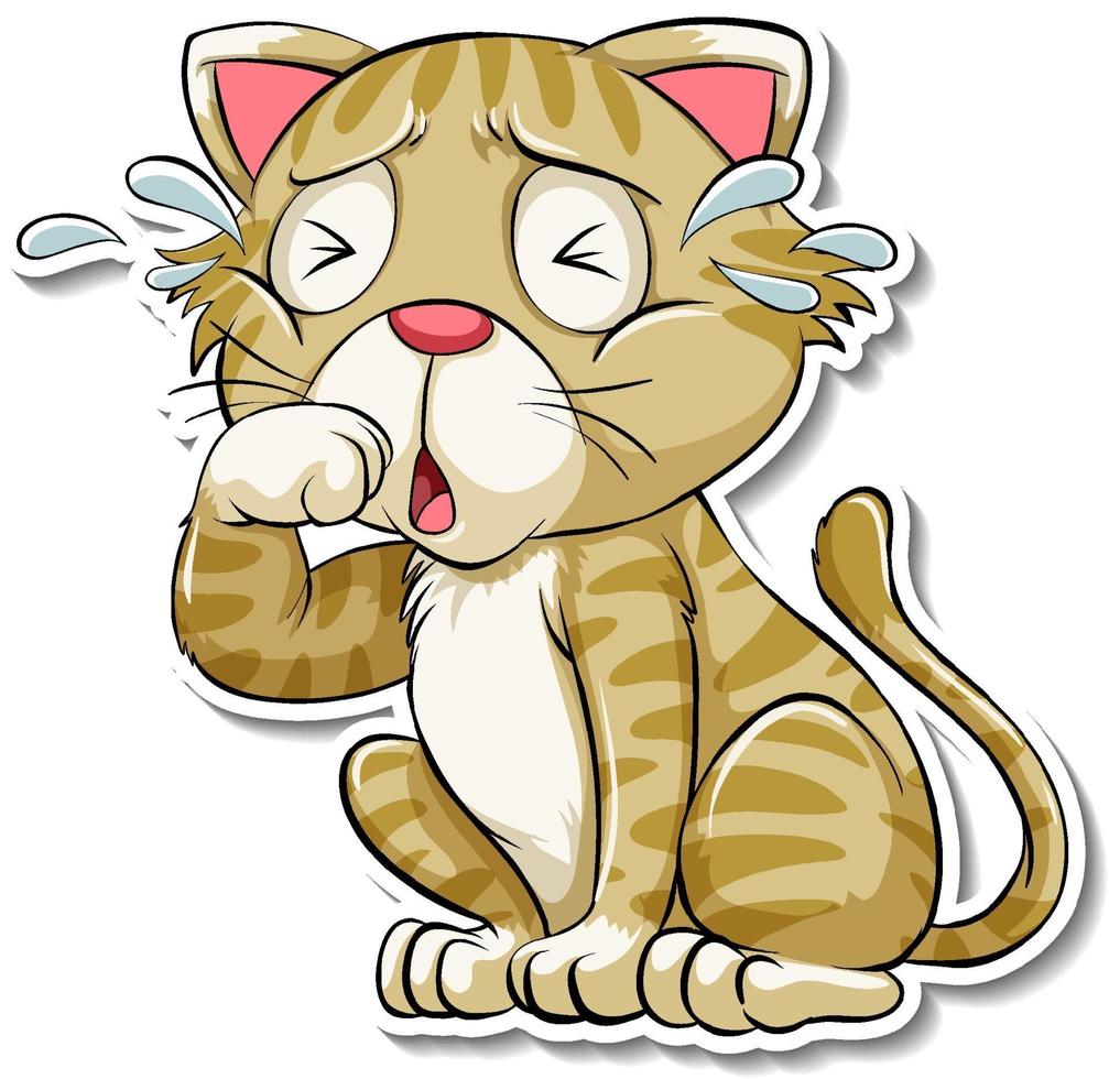 A sticker template of cat cartoon character vector